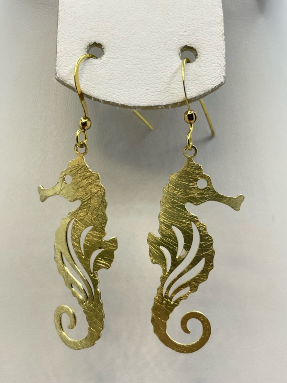 Vintage Seahorse Earrings 10k Gold Plated Dangle Ocean Coastal Boho Lightweight